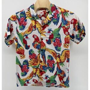 Levi's Hawaiian Shirt Men's Size L Multicolor Floral Tropical Birds Beach Aloha